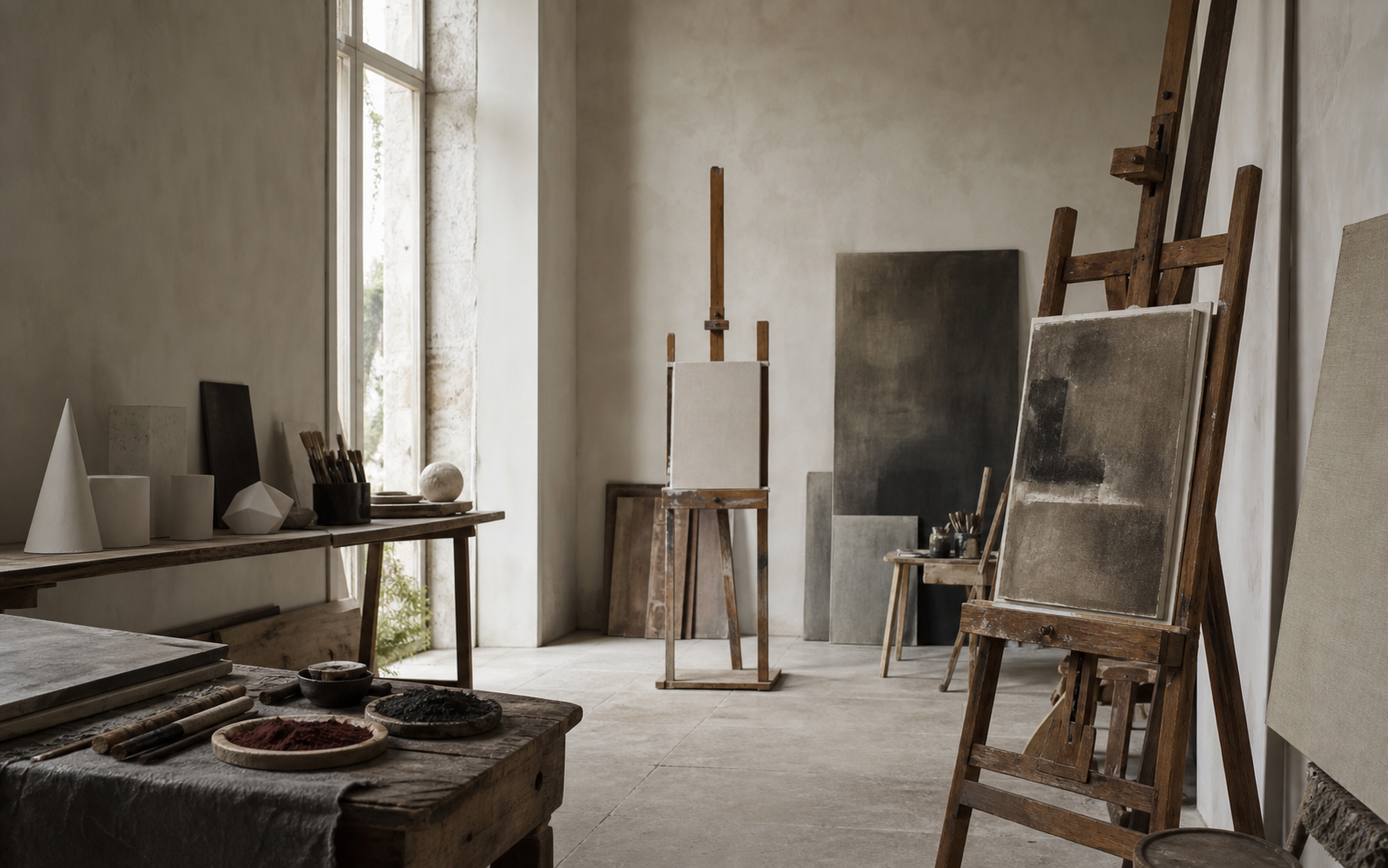 Rustig atelier voor hedendaagse kunst